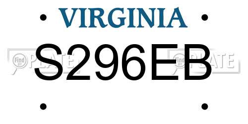 S296EB Virginia License Plate