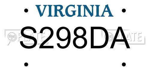 S298DA Virginia License Plate
