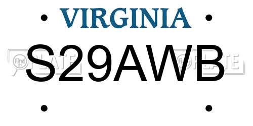 S29AWB Virginia License Plate