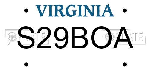 S29BOA Virginia License Plate