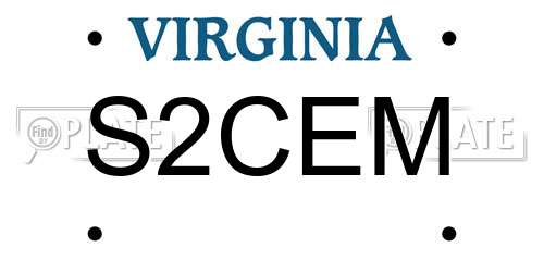 S2CEM Virginia License Plate