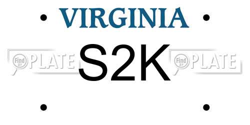 S2K Virginia License Plate