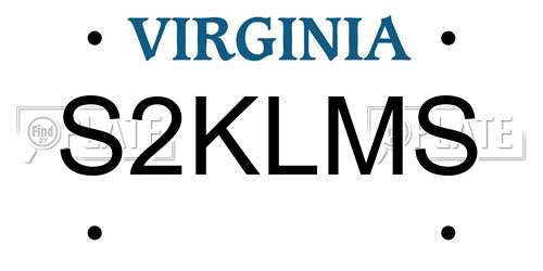 S2KLMS Virginia License Plate