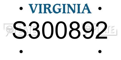 S300892 Virginia License Plate