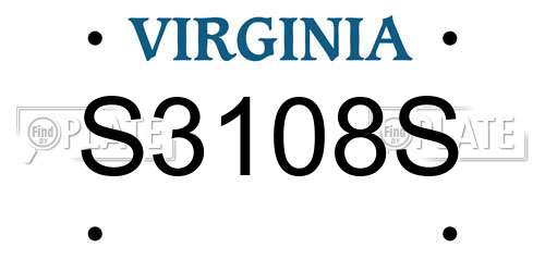 S3108S Virginia License Plate