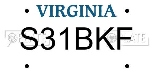 S31BKF Virginia License Plate