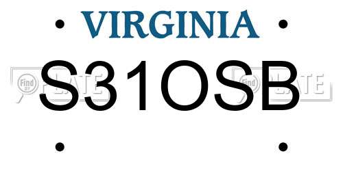 S31OSB Virginia License Plate