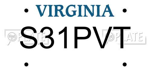 S31PVT Virginia License Plate