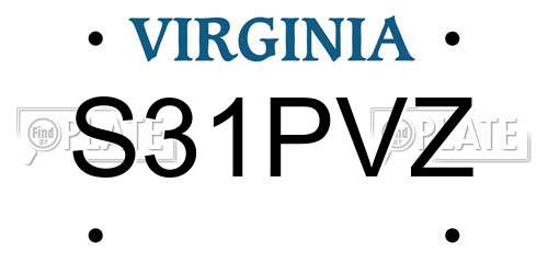 S31PVZ Virginia License Plate