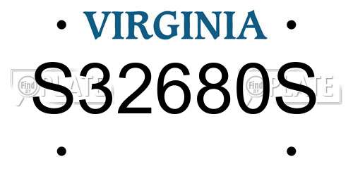S32680S Virginia License Plate