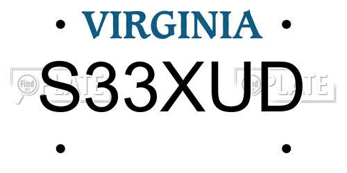 S33XUD Virginia License Plate