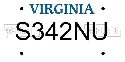 S342NU Virginia License Plate