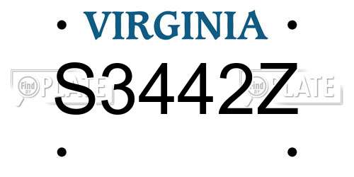 S3442Z Virginia License Plate