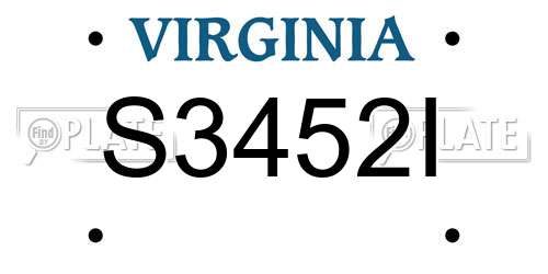 S3452I Virginia License Plate