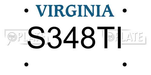 S348TI Virginia License Plate