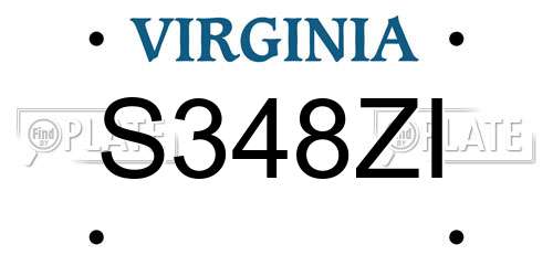 S348ZI Virginia License Plate