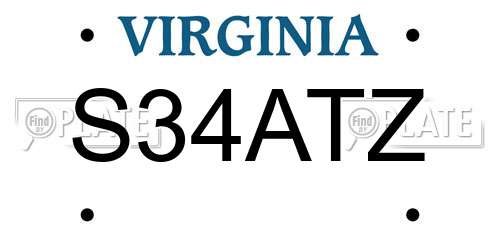 S34ATZ Virginia License Plate