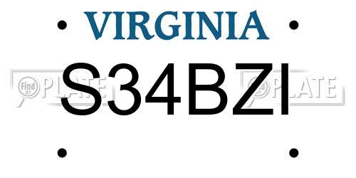 S34BZI Virginia License Plate