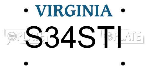 S34STI Virginia License Plate