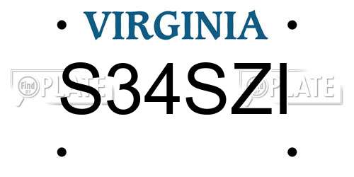 S34SZI Virginia License Plate