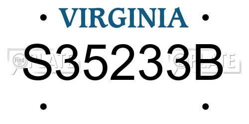 S35233B Virginia License Plate