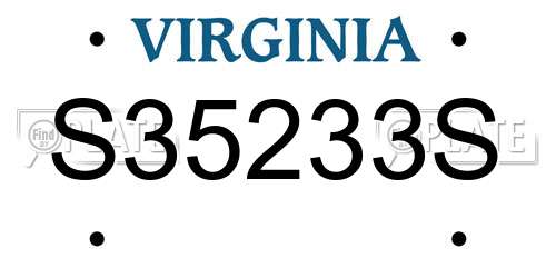 S35233S Virginia License Plate