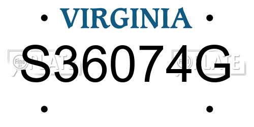 S36074G Virginia License Plate
