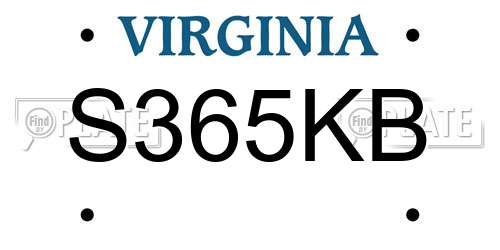 S365KB Virginia License Plate