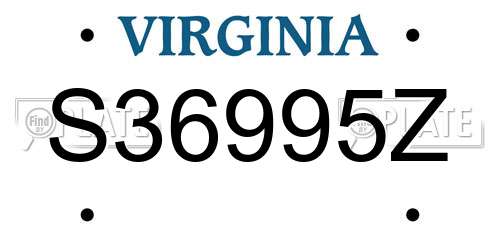S36995Z Virginia License Plate