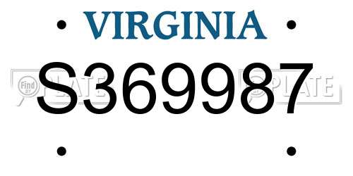 S369987 Virginia License Plate