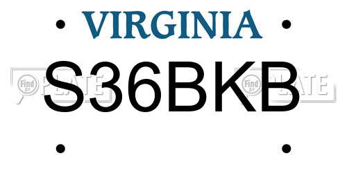 S36BKB Virginia License Plate