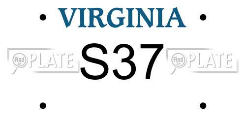 S37 Virginia License Plate