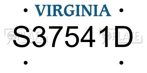 S37541D Virginia License Plate