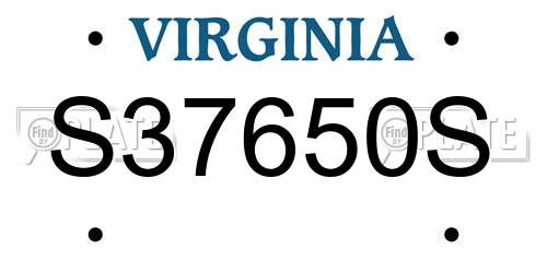 S37650S Virginia License Plate