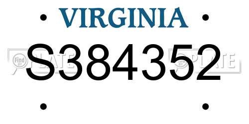 S384352 Virginia License Plate