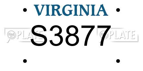 S3877 Virginia License Plate
