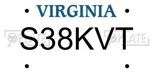 S38KVT Virginia License Plate
