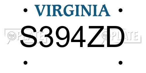 S394ZD Virginia License Plate
