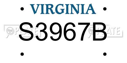 S3967B Virginia License Plate