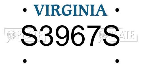 S3967S Virginia License Plate