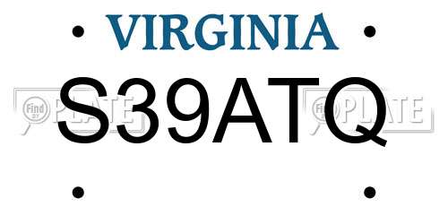 S39ATQ Virginia License Plate