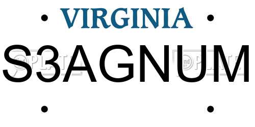S3AGNUM Virginia License Plate