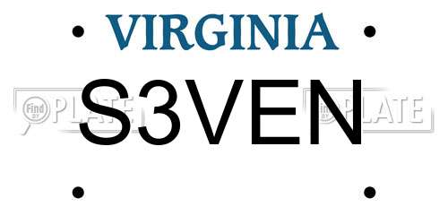 S3VEN Virginia License Plate