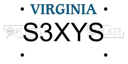 S3XYS Virginia License Plate