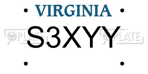 S3XYY Virginia License Plate