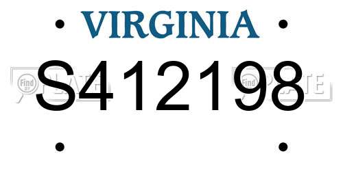 S412198 Virginia License Plate