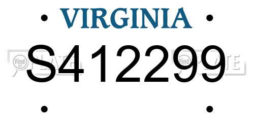 S412299 Virginia License Plate