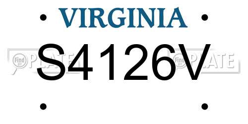 S4126V Virginia License Plate