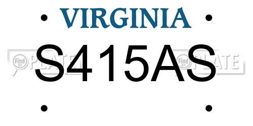 S415AS Virginia License Plate