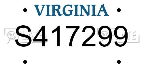 S417299 Virginia License Plate